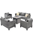 thumbnail image 2 of Ovios 5 Pieces Outdoor Patio Furniture with 30 Inch Fire Pit Table Wicker Patio Sectional Sofa with Single Chairs for Backyard Decor, 2 of 6