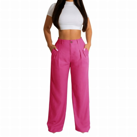 Hauaitttt Women's Linen Casual Pants Summer Breathable Straight Leg Pants Trousers Women Casual Pants Womens Business Casual Pants plus Women Pants Casual Work Sweatpants plus Size Women Thick