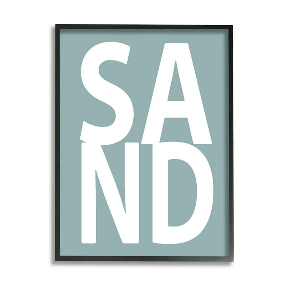 Stupell Sand Phrase Summertime Beach Landscape Painting Black Framed Art Print Wall Art