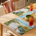 thumbnail image 4 of Beach Ocean Placemats Set of 4 Blue Sea Sunflower Modern Country Green Place Mats Indoor Wipeable Table Mats Washable Cloth Dining Table Placemats for Kitchen Holiday Party Home Decor 13x19 Inch, 4 of 9