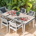 thumbnail image 2 of Valentine's Day Table Cloths for 6 Foot Rectangle Tables, Love Heart Roses Black White Plaid Romantic Rustic Patio Waterproof Elastic Fitted Tablecloths, Washable Rectangular Table Cover for Camping, 2 of 8