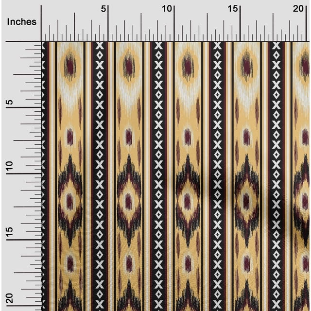 oneOone Polyester Lycra Fabric Stripe & Geometric Ikat Print Fabric By Yard 56 Inch Wide