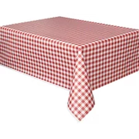 Red Gingham Plastic Party Tablecloth 108 x 54in (Pack of 10)