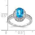 thumbnail image 2 of Primal Gold 14 Karat White Gold 8x6mm Oval Blue Topaz Checker and Diamond Ring, 2 of 4