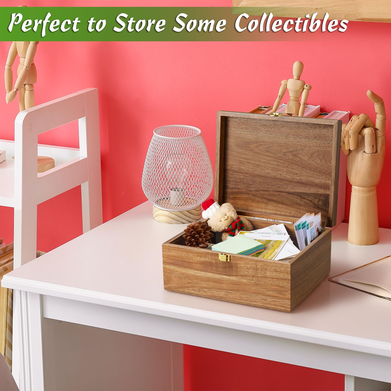Wooden Keepsake Box  Large Storage With A Hinged Lid Memory Treasure For Crafts And Photo