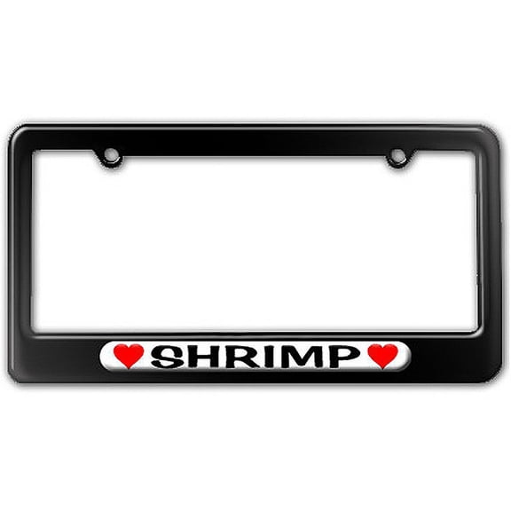 Shrimp Love with Hearts License Plate Frame