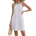 thumbnail image 2 of Paréo de Maillot de Bain pour Femme à Blocs de Couleur, Robe de Plage Sans Manches, Blanc, TTG, 2 of 8