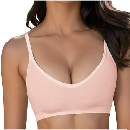 Facrlt Women s gathered bra  comfortable and breathable backless steel ring seamless unbuttoned underwear undershirt