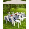 thumbnail image 3 of Outdoor Tablecloth with Umbrella Hole and Zipper Tropical Palm Rectangle Outdoor Tablecloths 60x102 Waterproof Outside Table Cloths Blue Leaves Patio Table Cover for Outdoor Tables Picnic Garden, 3 of 6