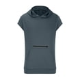 thumbnail image 3 of Cap Sleeve Hoodies for Men with Front Pocket Pullover Slim T-Shirts Mens Casual Solid Color Comfort Going-Out Streetwear Tees Tops, 3 of 5