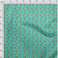 thumbnail image 3 of oneOone Cotton Jersey Turquoise Green Fabric Leaves & Flower Floral Dress Material Fabric Print Fabric By The Yard 58 Inch Wide, 3 of 4