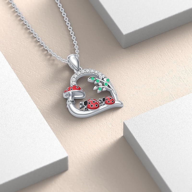 SOULMEET Ladybug/Dragonfly/Butterfly Necklace 925 Sterling Silver Unique Pendant Necklace Mother's Day Birthday Christmas Jewelry Gifts for Women Mother Wife