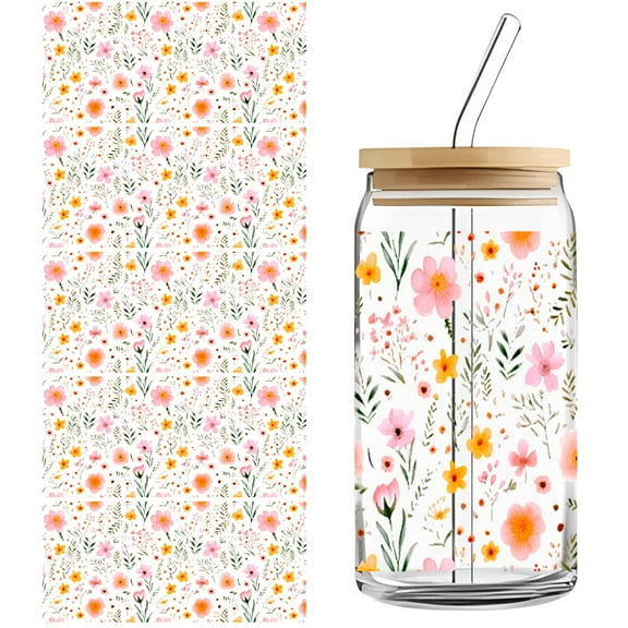 HUONA 5Pcs Cup Sticker Transfers Sticker Glass Bottle Sticker DIY Transfers Decals Cuttable Sticky Sticker for 16oz Cups Glass Cup Ceramic Cup and Coffee Cup Decals Type 3