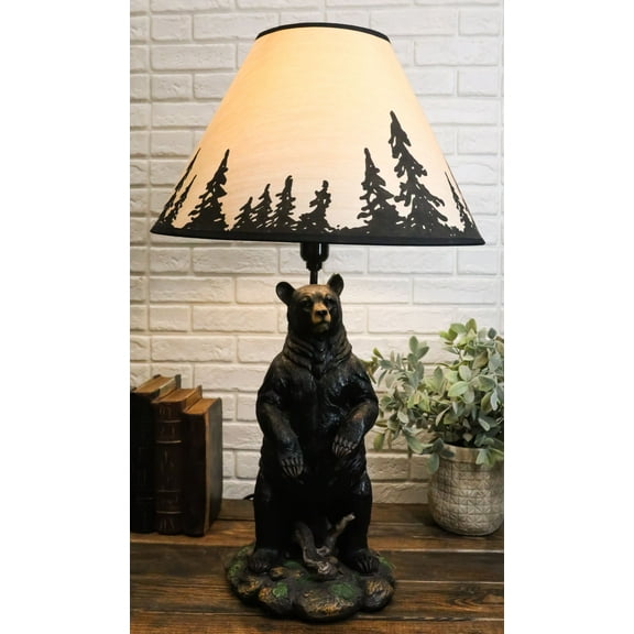 Large Standing Black Bear Surveyor Arkadius Desktop Table Lamp Decor Figurine