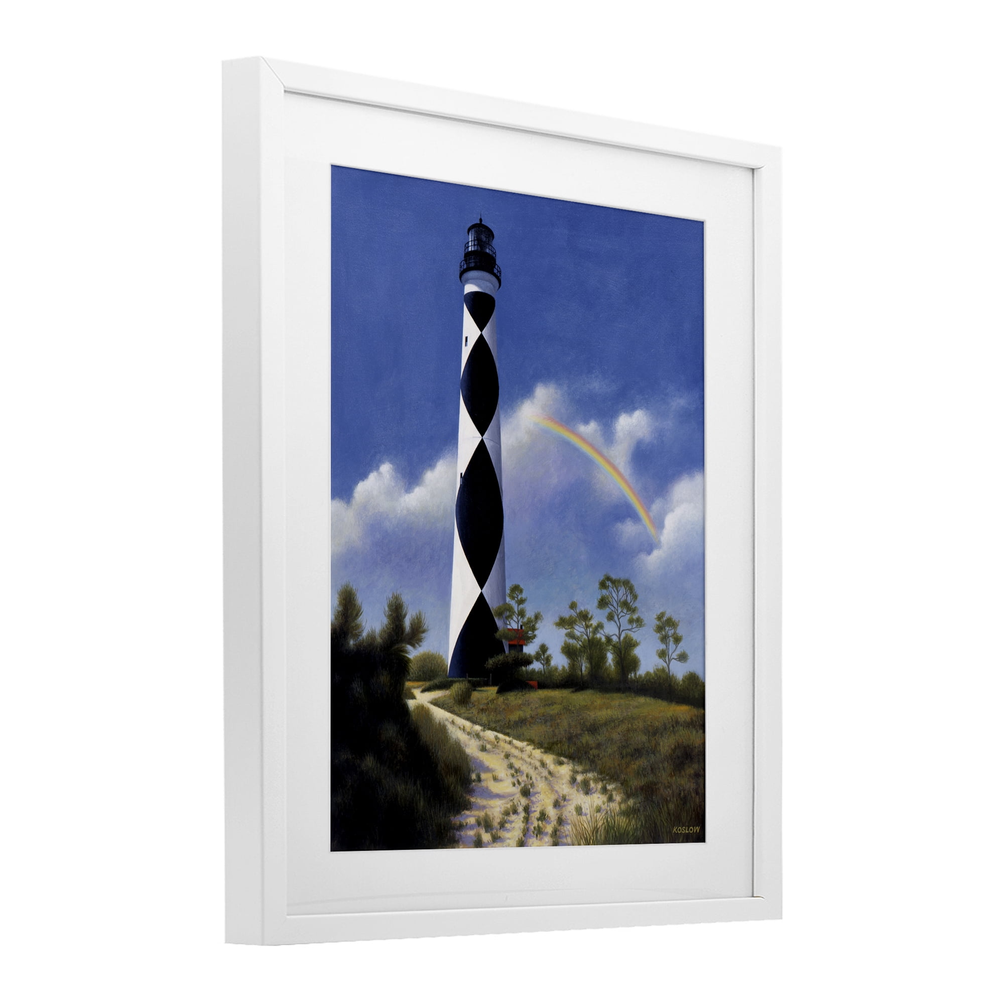 North Carolina Cape Lookout White Framed Print Under Glass, design by Wind River Studios