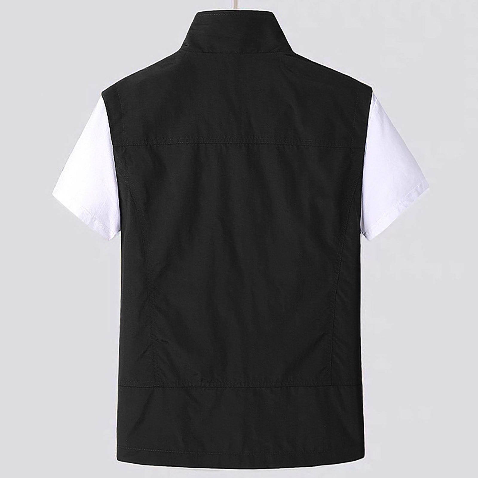 Brnmxoke Lightweight Summer Vests for Men,Breathable Casual Zip Up Multiple Pockets Quick Dry Cool Vests Sleeveless Outdoor Jackets for Travel Hiking Fishing Black,XXXXXL