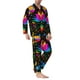 thumbnail image 2 of Fotbe Mexican Flower Traditional1 Pijama de Hombre con Estampado de Manga Larga, Conjunto de 2 Piezas, Ropa de Dormir Suave y Cómoda con Bolsillos-Small, 2 of 7