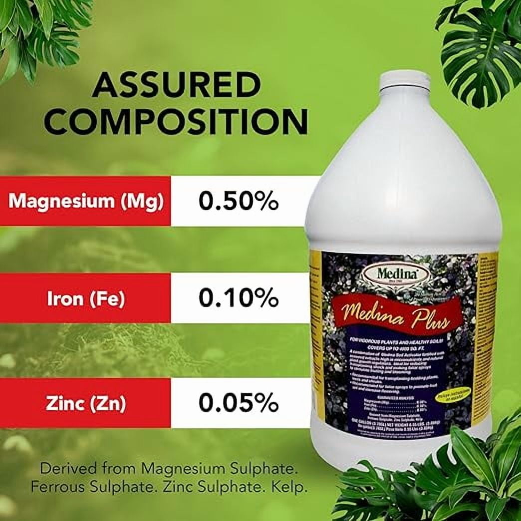 Medina Plus Liquid Fertilizer - Blooming and Fruiting Enhancer - 128 fl oz Jug by Medina