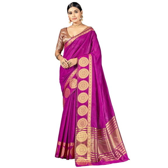 Sarees For Women Indian Bollywood Diwali Cotton Art Silk Saree Woven Sari & Unstitched Blouse