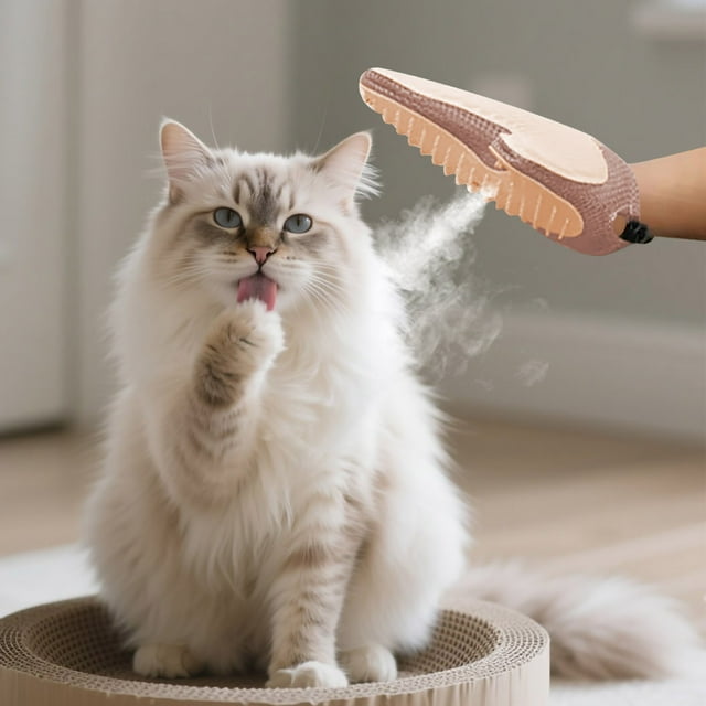 Cepillo de guantes 3 en 1 para peluquería de mascotas en perros y gatos - Guante para despegar con spray de agua para bañarse, masajear y depilar muebles y moqueta