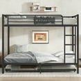 thumbnail image 2 of Miekor Furniture Full over Full Metal Bunk Bed with Twin Size Trundle, Black MK2204, 2 of 12