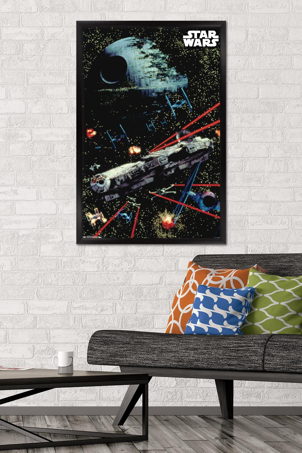 Star Wars: Saga - Space Battle Wall Poster, 22.375" x 34", Framed