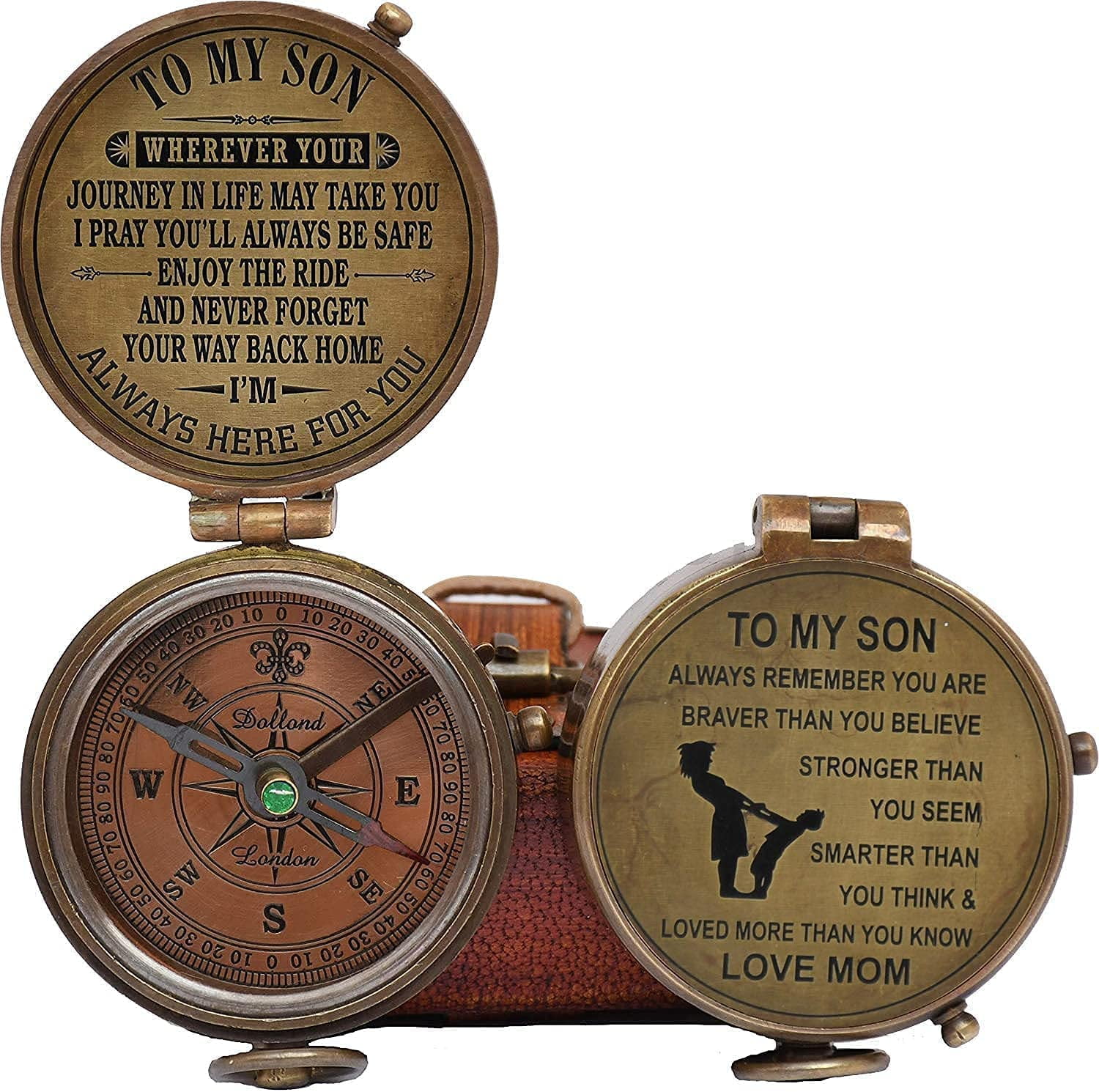 Brass Compass With Case/ "To My Son" Father to Son Gifts/Mother to Son Gift 