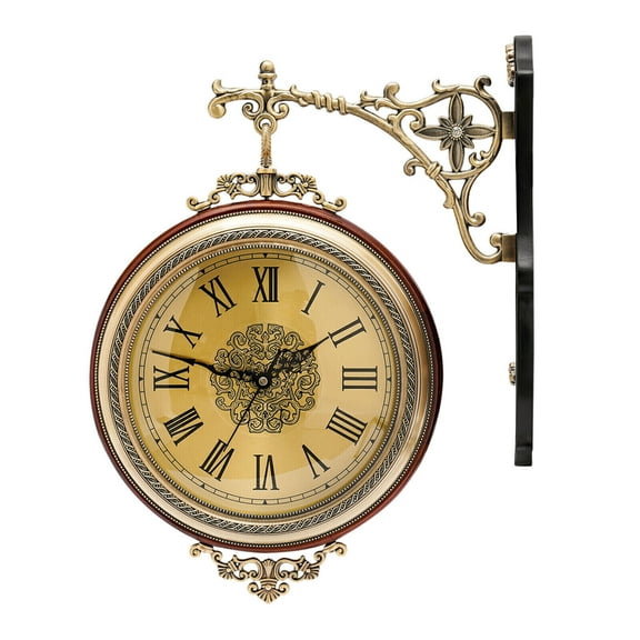 TFCFL 12" Double Sided Wall Clock Antique Style Wall-Mounted Clock Railway Station Wall Decor Gift Home