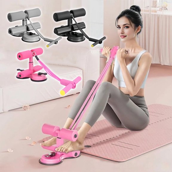 Sit Up Assist Device | Abdominal Fitness Equipment | Stainless Steel & Sponge | Double Suction Cups | 3 Height Adjustments | Ergonomic Design | Non-Slip | Multi-Surface Use