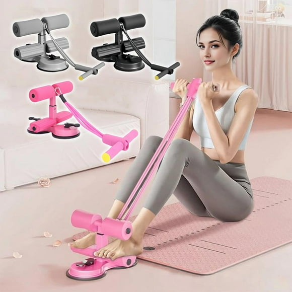 Dispositivo de Asistencia para Sentadillas para Fitness en Casa | Equipo de Ejercicio Abdominal con Base de Doble Succión | Altura Ajustable | Acero Inoxidable y Esponja | Herramienta Ergonómica