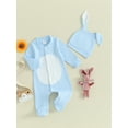 thumbnail image 3 of Bagilaanoe Newborn Easter Outfits Baby Girl Boys Footed Jumpsuit + Hat Long Sleeve Bodysuit 3M 6M 12M 18M Infant Spring One Piece Romper, 3 of 9
