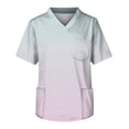 thumbnail image 4 of Domuza Scrub Top Men Gradient Tie-Dye V Neck Short Sleeve Nurse Uniform Relaxed Fit Comfy Soft Medical Scrub Tops with 3 Pockets Multicolor 5XL, 4 of 5