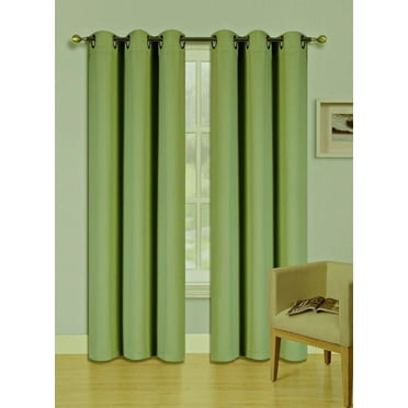 Set of 2 panels K68 lime color blackout unlined thermal light blocking drapes for living room window curtain top grommets noise reducing 37" wide X 63" length each panel
