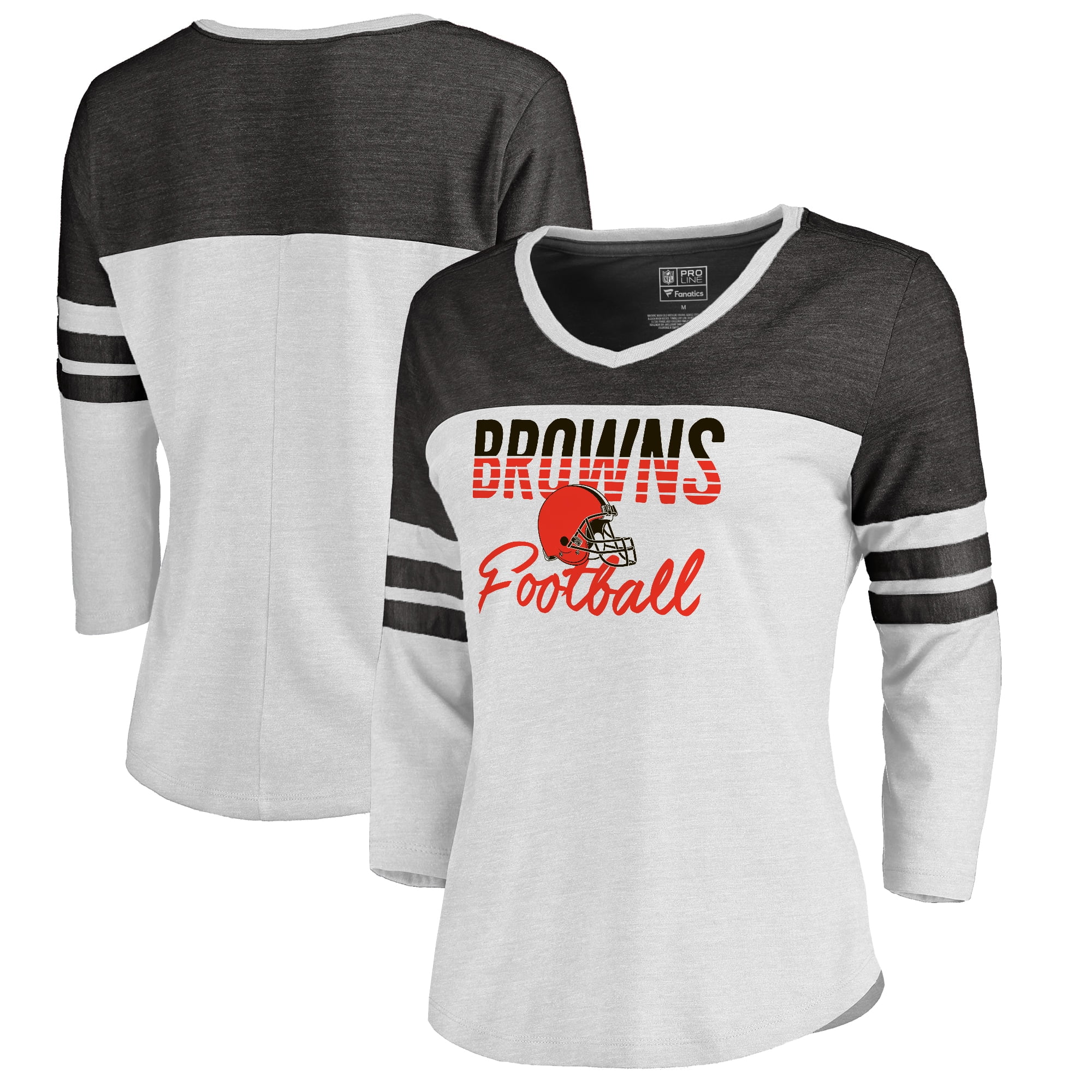Cleveland Browns NFL Pro Line by Fanatics Branded Women's Plus Size Color Block 3/4 Sleeve Tri 