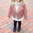 thumbnail image 2 of Huvoen Toddler Baby Plaid Jacket Winter Girl Boy Kids Baby Outwear Faux Leather Coat Short Jacket Clothes Pinks 6-12 Months, 2 of 9