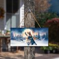 thumbnail image 3 of Hello Winter Siberian Husky Welcome Snowy Night Watercolor Vintage Landscape Wood Sign Husky Dog Lover Gifts Hanging Wall Home Decor - 01011, 3 of 5