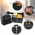 thumbnail image 5 of Car Trunk Organizer 3 Section Collapsible Storage Box, Foldable Cargo Organizer with Handles and Mesh Pockets for SUV Truck Van Car, Black, 5 of 18