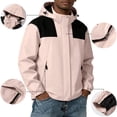 thumbnail image 5 of Lumtrix Men'S Color Block Hooded Rain Jacket Windproof Waterproof Zip Up Coat Lightweight Outdoor Hiking Windbreaker Coat Pink S, 5 of 6