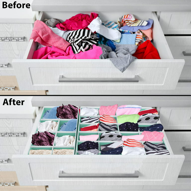 Simple Houseware Closet Underwear Organizer Drawer Divider 4 Set, Turquoise  