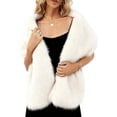 thumbnail image 1 of wonima44 Women's Fluffy Faux Fur Shawl Wrap Scarf - White Thick Warm Winter Wedding Dress, 1 of 1