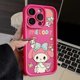 thumbnail image 3 of Sanrio Melody Silicone Phone Case For iPhone 14 15 11 12 13 Pro Max XR XS 7 8 Plus SE2 Cartoon Hello Kitty Lady Girl Y2K Cover, 3 of 5