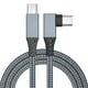thumbnail image 1 of Cable Usb-C a Usb-C En Ángulo Recto de 6 M (Carga Rápida de 5 A, Trenzado de Nailon, Conector En Forma de L) para Cascos de Realidad Virtual, Pc para Juegos, Teléfonos y Dispositivos Usb-C., 1 of 1