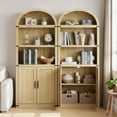 thumbnail image 2 of 72" Tall Arched Cabinet, 5-Tier Arched Bookcase with Doors and Adjustable Shelves, Arch Bookshelf with Storage, Wooden Storage Cabinet for Living Room and Kitchen Pantry, 2 of 10