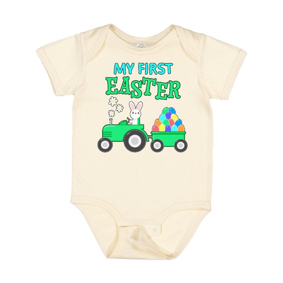 Inktastic My First Easter Bunny and Tractor Boys or Girls Baby Bodysuit