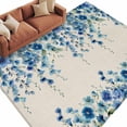thumbnail image 2 of Area Rug for Living Room, Spring Blue Floral Non-Slip Indoor Large Carpet for Bedroom/Dining Room, Farmhouse Weeping Floral Leaves Burlap Washable Low-Profile Rectangle Floor Runner Rugs - 5 x 7 Ft, 2 of 7