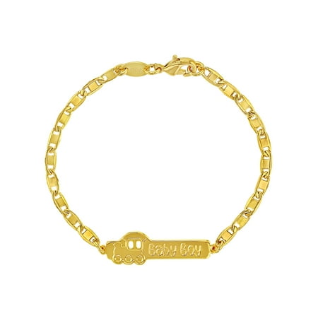 Seiko Gold Plated Bracelet - 18k Gold Plated Train Baby Boy ID Bracelet for Newborns & Infants 5.5