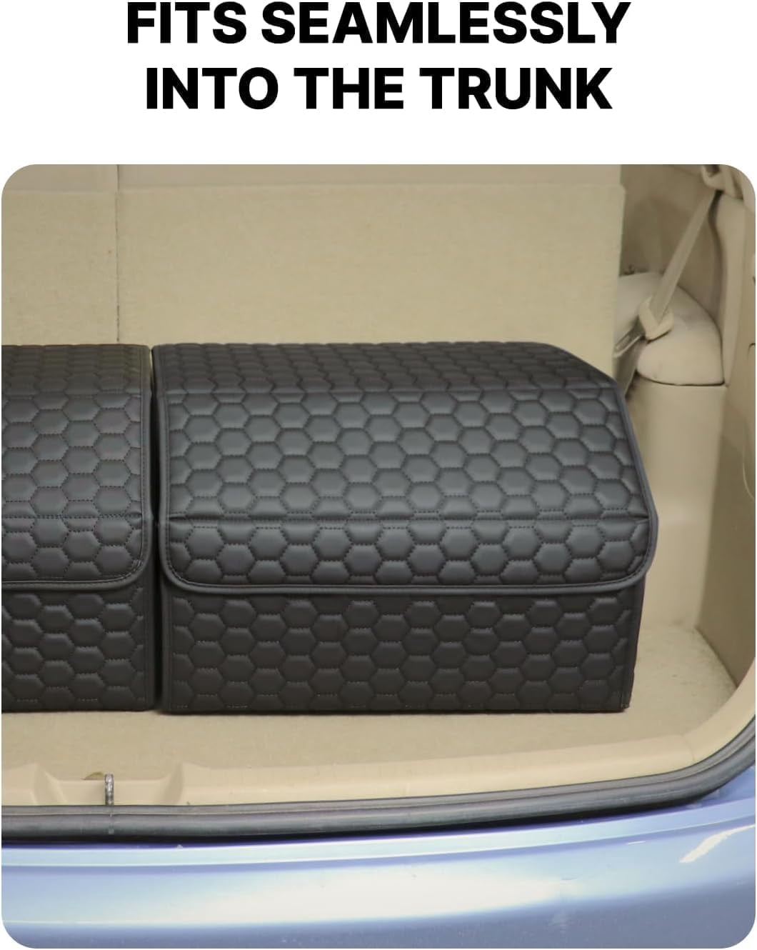 Owleys Trunk Organizer Eco-Leather Foldable Black with Lid 1 Piece 17.7"
