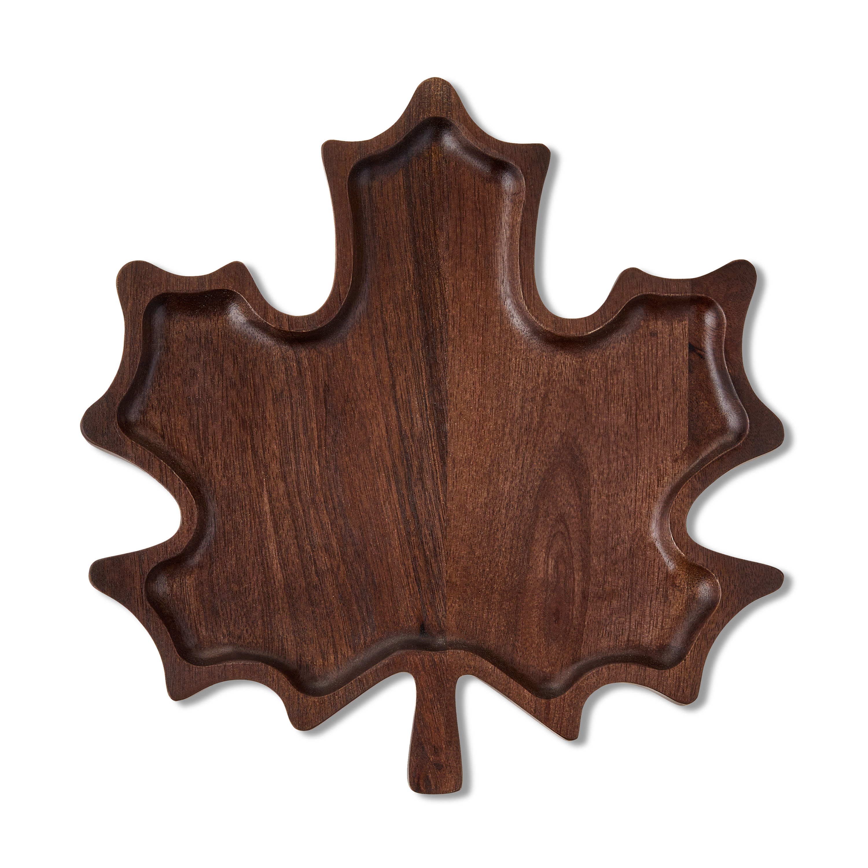 Mango Wood Leaf Decorative Tray, Brown, 10" x 9.6"
