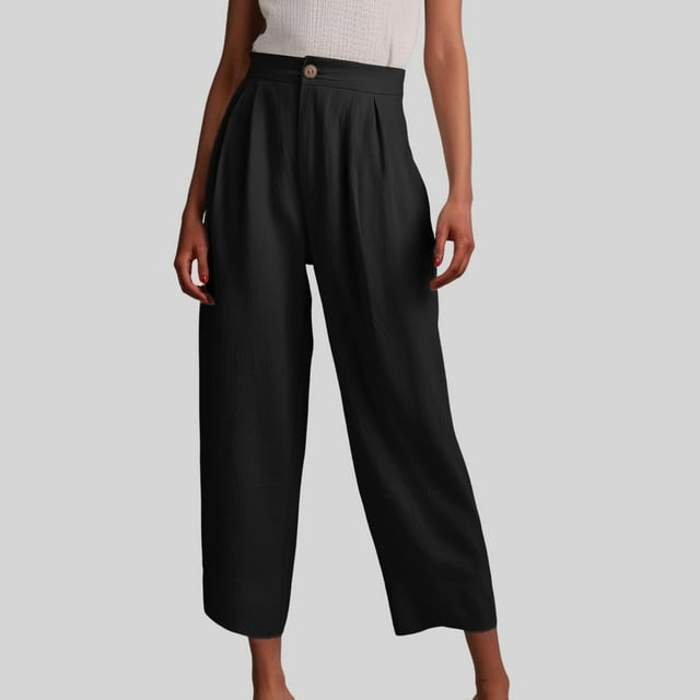 Women's Casual Pants Straight Leg Capri Ankle Length Mid Rise Button Detail for Everyday Comfort and Style in Summer and Fall