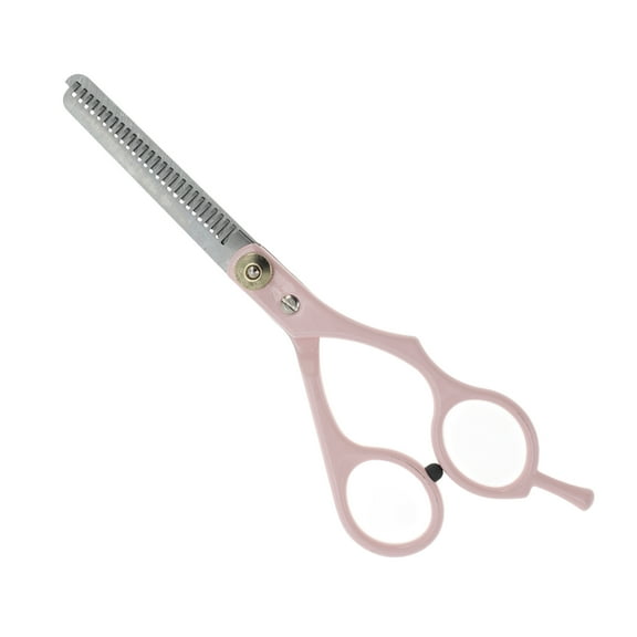 Unique Bargains 1 Pc Tooth Shears Hair Cutting Scissors for Hair Styling Pink, Silver Tone